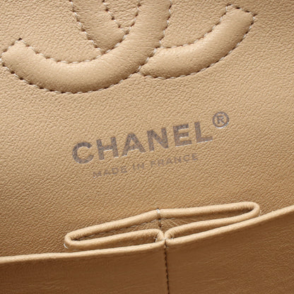 マトラッセ Wフラップ Wチェーンショルダーバッグ キャビアスキン ベージュ シルバー金具 シャネル バッグ CHANEL