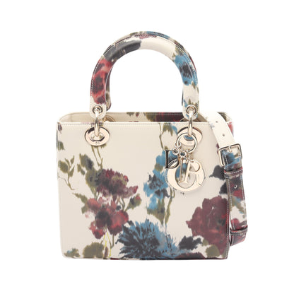 LADY DIOR レディディオール ミディアム 2WAY ハンドバッグ レザー オフホワイト マルチカラー クリスチャンディオール バッグ Christian Dior
