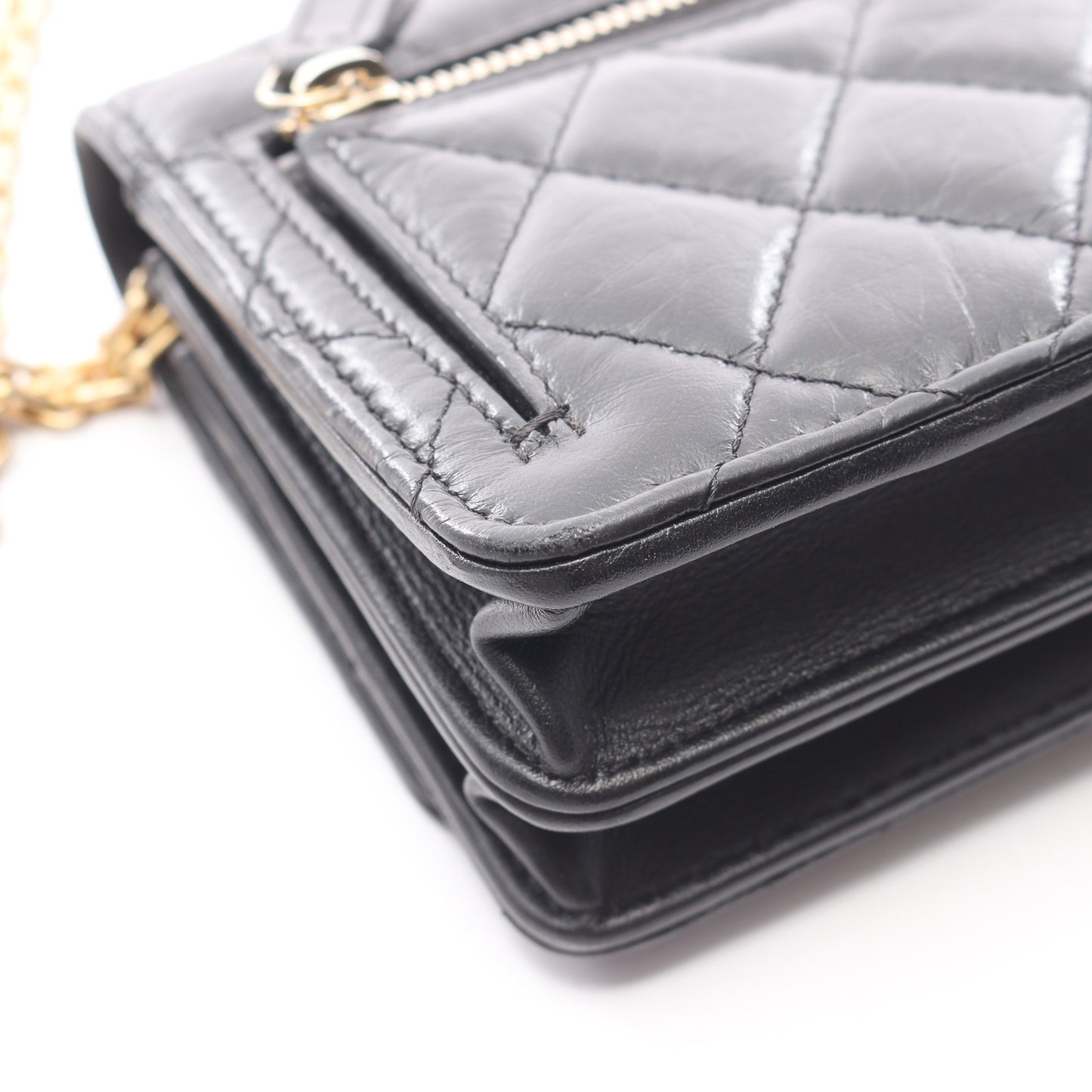 2.55 マトラッセ ミニ チェーンウォレット エイジドカーフスキン ブラック ゴールド金具 シャネル バッグ CHANEL