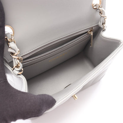 ミニマトラッセ チェーンショルダーバッグ ラムスキン グレー ゴールド金具 シャネル バッグ CHANEL