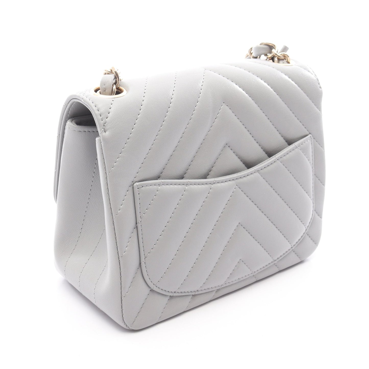 ミニマトラッセ チェーンショルダーバッグ ラムスキン グレー ゴールド金具 シャネル バッグ CHANEL