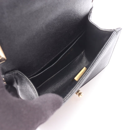 ボーイシャネル ミニ シェブロン Vステッチ チェーンショルダーバッグ キャビアスキン ブラック ゴールド金具 シャネル バッグ CHANEL