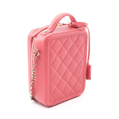 CCフィリグリー 2WAY チェーンショルダーバッグ キャビアスキン ピンクレッド ゴールド金具 シャネル バッグ CHANEL