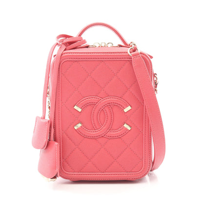 CCフィリグリー 2WAY チェーンショルダーバッグ キャビアスキン ピンクレッド ゴールド金具 シャネル バッグ CHANEL