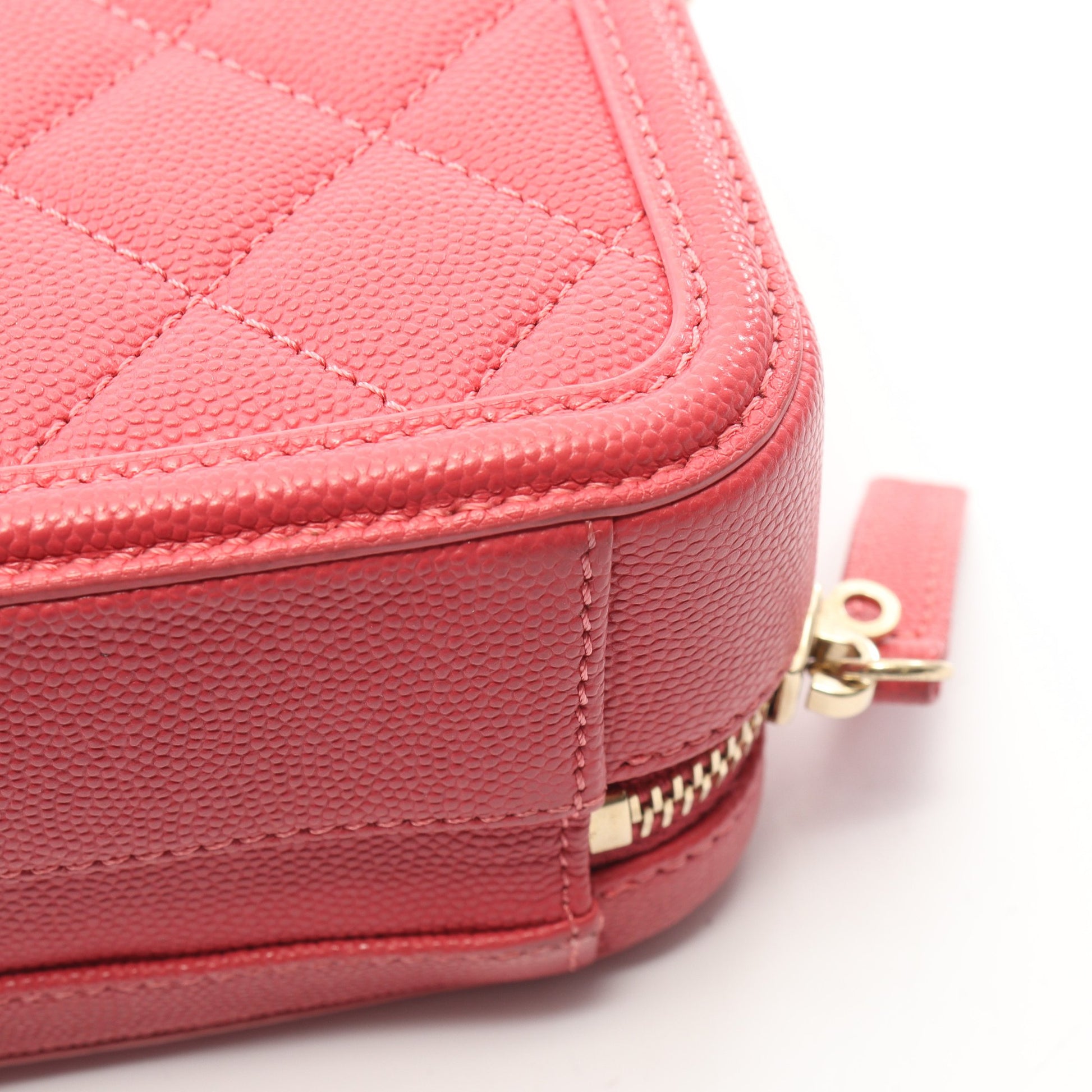 CCフィリグリー 2WAY チェーンショルダーバッグ キャビアスキン ピンクレッド ゴールド金具 シャネル バッグ CHANEL