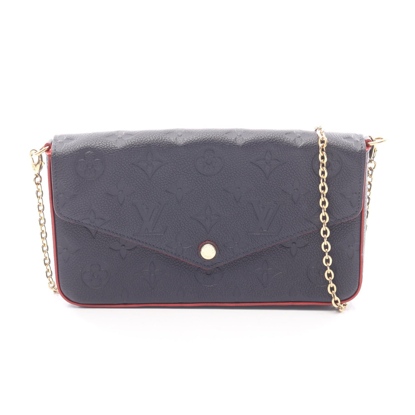 ポシェット フェリシー モノグラム アンプラント マリーヌルージュ チェーンウォレット レザー ネイビー レッド ルイヴィトン バッグ LOUIS VUITTON
