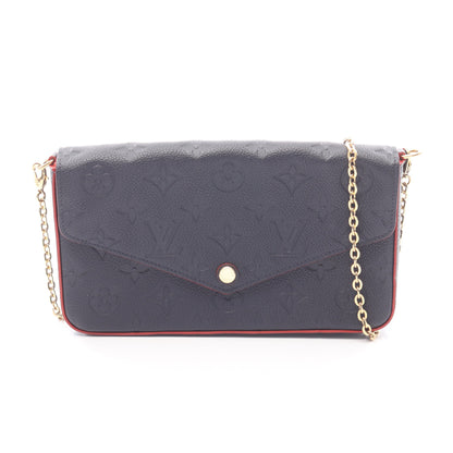 ポシェット フェリシー モノグラム アンプラント マリーヌルージュ チェーンウォレット レザー ネイビー レッド ルイヴィトン バッグ LOUIS VUITTON
