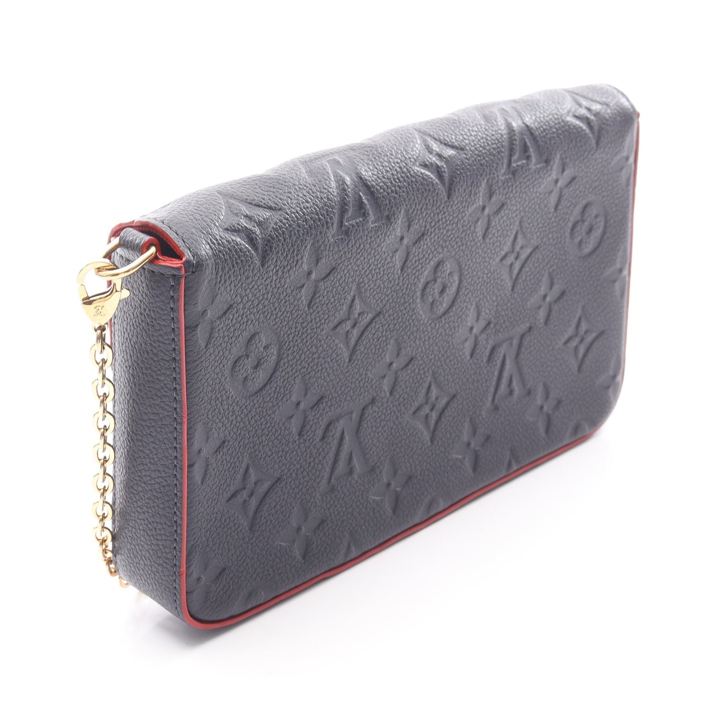 ポシェット フェリシー モノグラム アンプラント マリーヌルージュ チェーンウォレット レザー ネイビー レッド ルイヴィトン バッグ LOUIS VUITTON