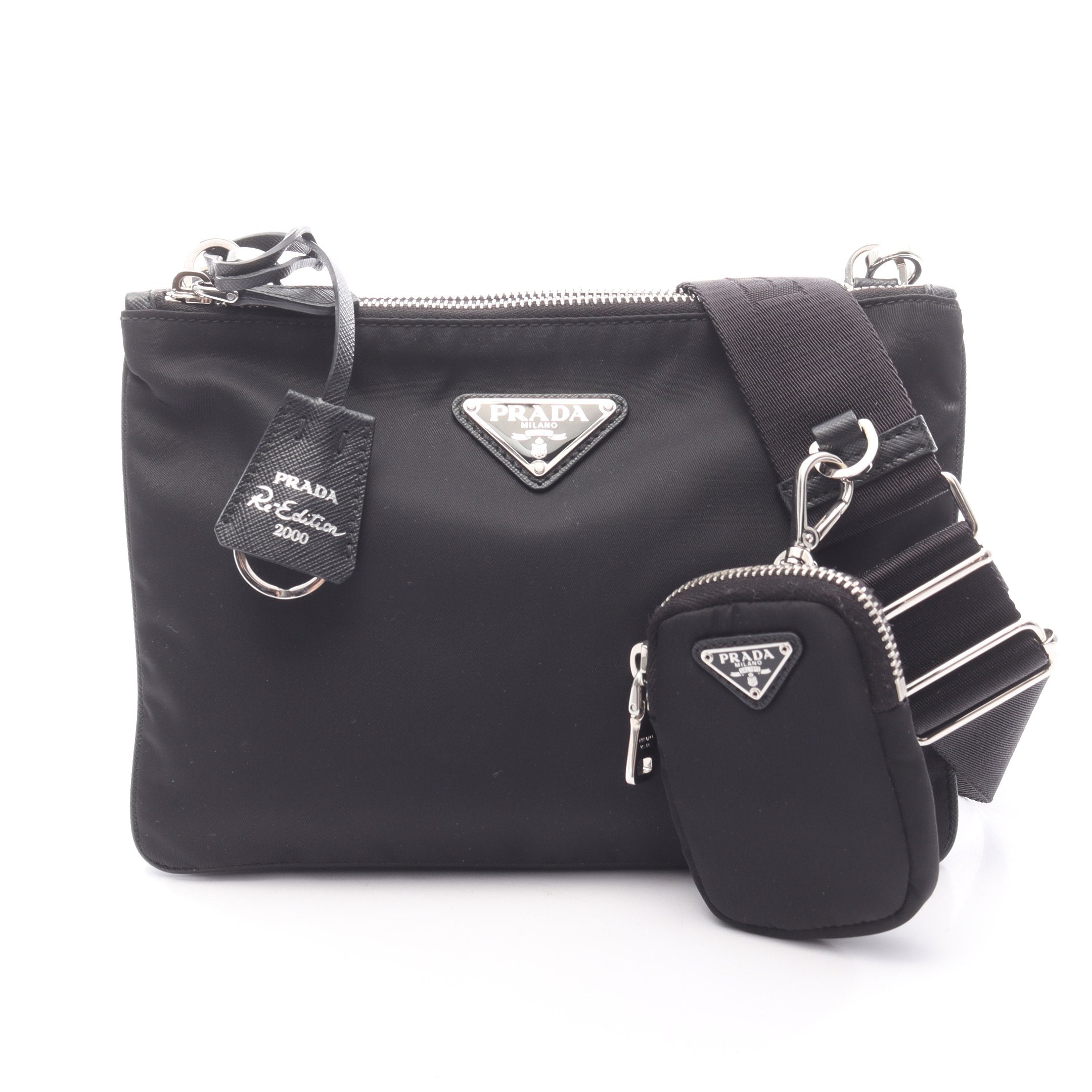 PRADA プラダ サフィアーノ ショルダーバッグ ナイロン ブラック 黒 革 
