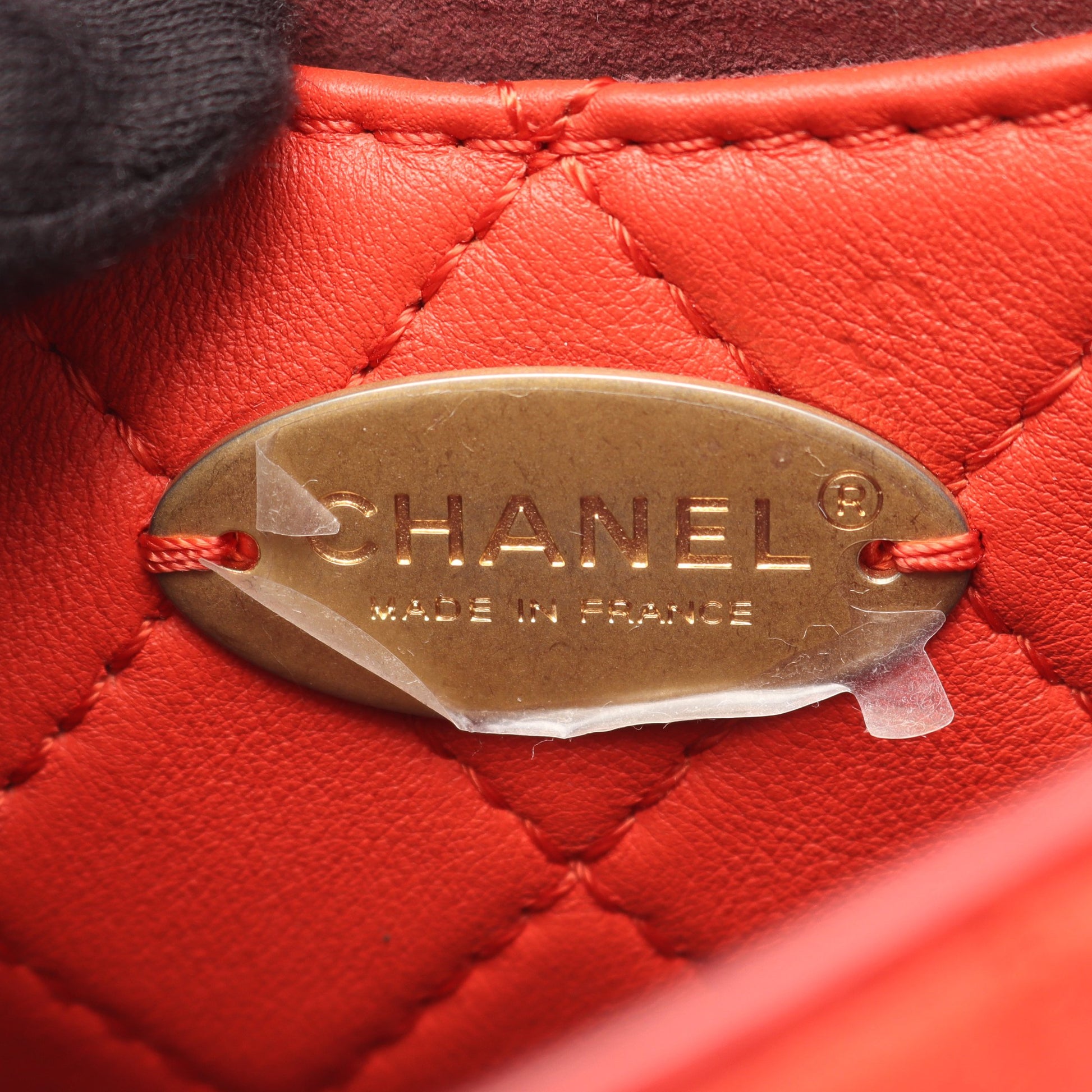 マトラッセ チェーンショルダーバッグ ラムスキン オレンジレッド ゴールド金具 シャネル バッグ CHANEL