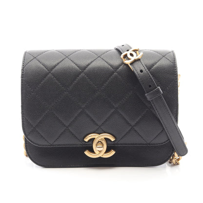 マトラッセ チェーンショルダーバッグ キャビアスキン ブラック ゴールド金具 シャネル バッグ CHANEL
