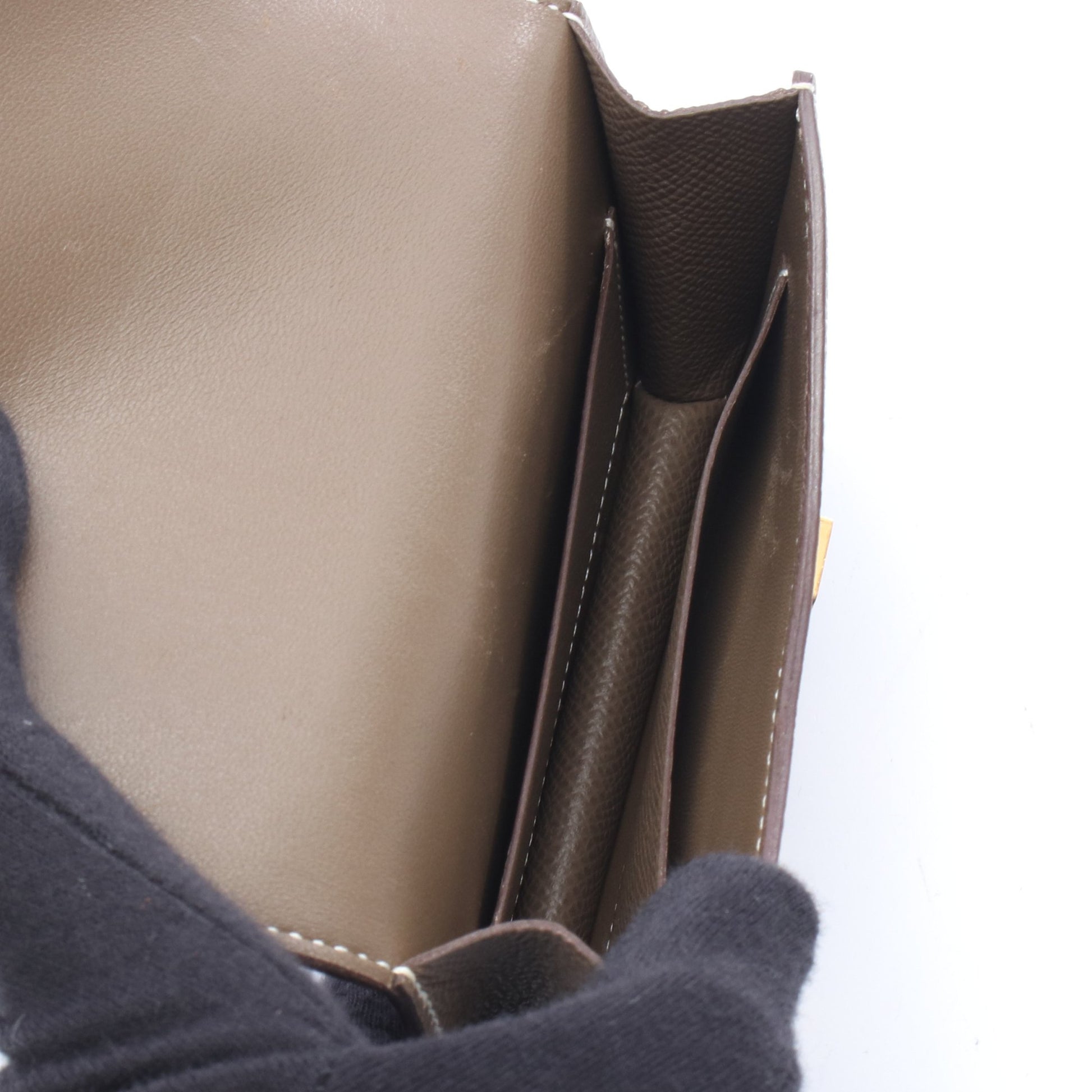 コンスタンス スリム エトゥープ 二つ折り財布 ヴォーエプソン グレーブラウン ゴールド金具 Z刻印 エルメス 財布・小物 HERMES