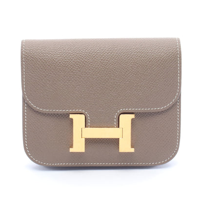コンスタンス スリム エトゥープ 二つ折り財布 ヴォーエプソン グレーブラウン ゴールド金具 Z刻印 エルメス 財布・小物 HERMES