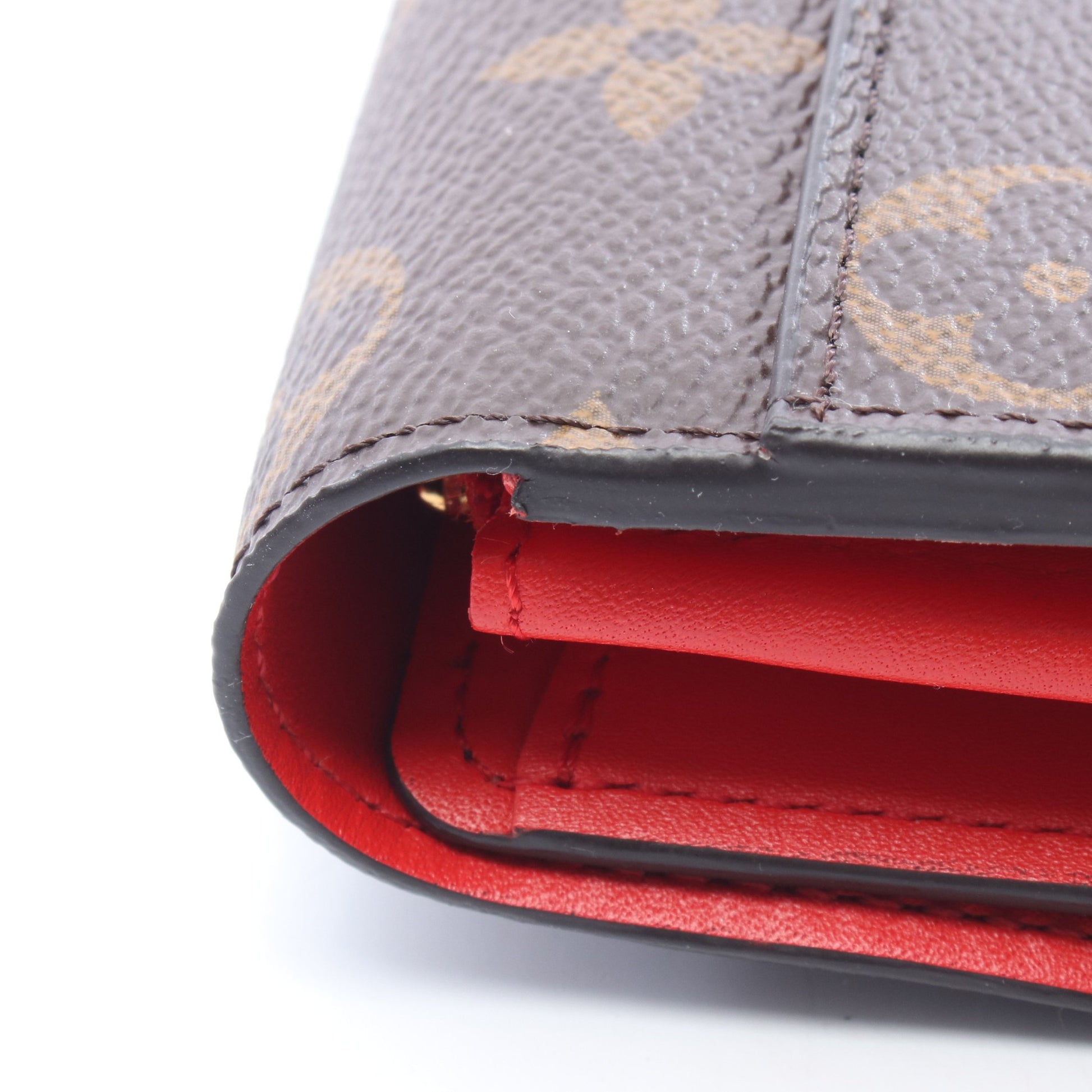 ポルトフォイユ フラワー モノグラム コクリコ 二つ折り長財布 PVC レザー ブラウン レッド ルイヴィトン 財布・小物 LOUIS VUITTON