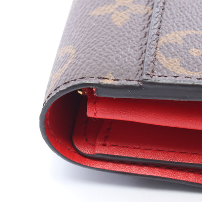 ポルトフォイユ フラワー モノグラム コクリコ 二つ折り長財布 PVC レザー ブラウン レッド ルイヴィトン 財布・小物 LOUIS VUITTON