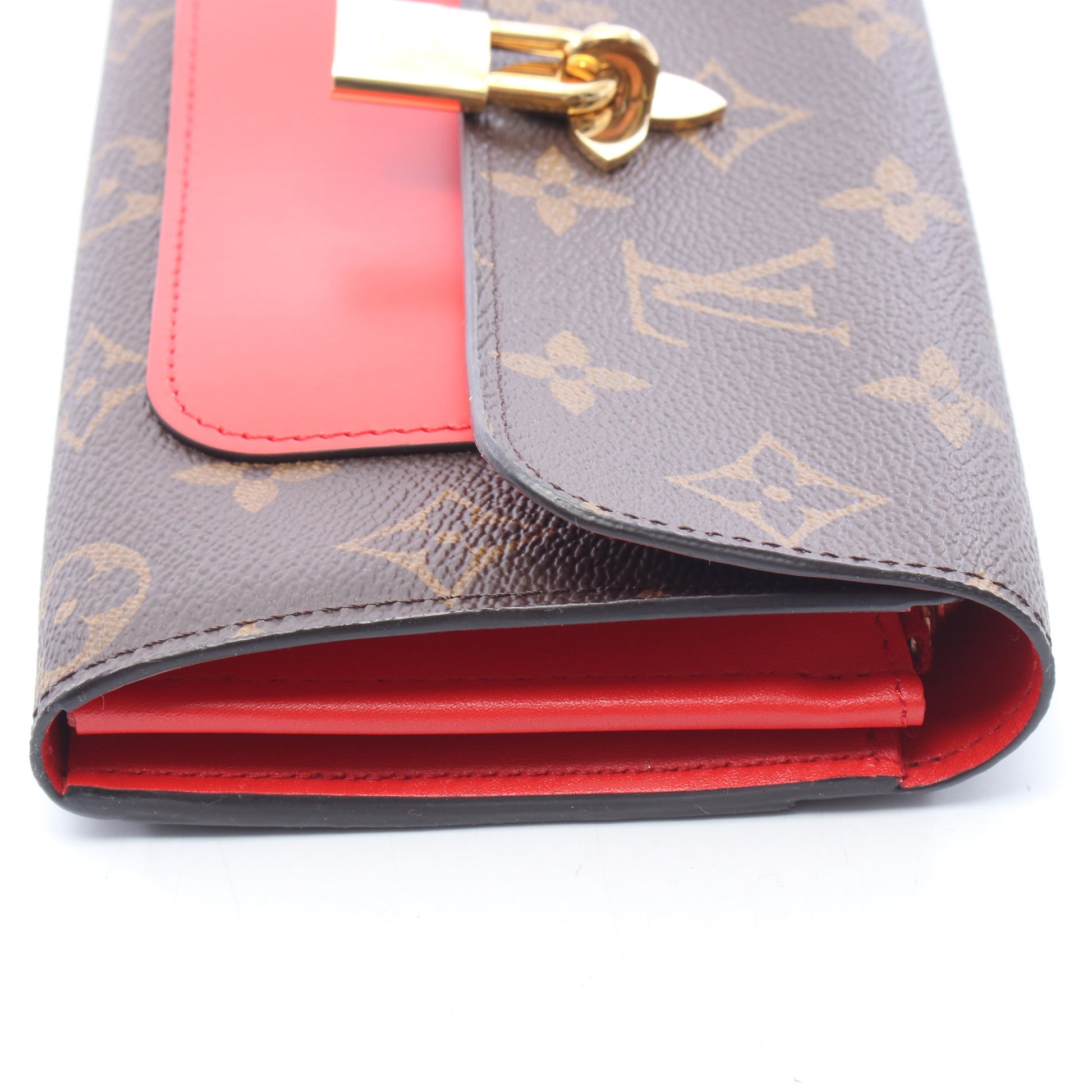 ポルトフォイユ フラワー モノグラム コクリコ 二つ折り長財布 PVC レザー ブラウン レッド ルイヴィトン 財布・小物 LOUIS VUITTON