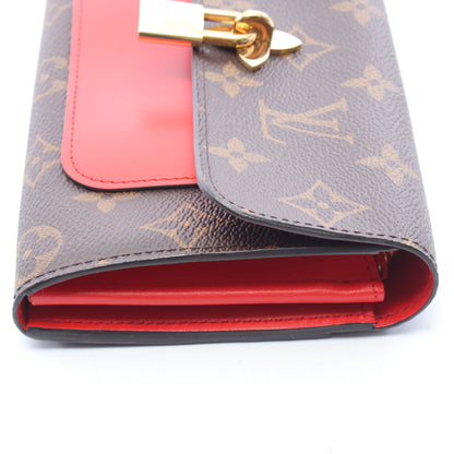 ポルトフォイユ フラワー モノグラム コクリコ 二つ折り長財布 PVC レザー ブラウン レッド ルイヴィトン 財布・小物 LOUIS VUITTON