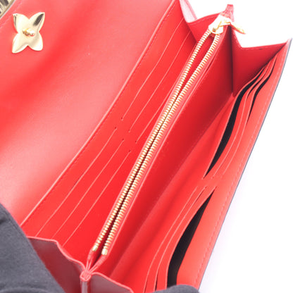 ポルトフォイユ フラワー モノグラム コクリコ 二つ折り長財布 PVC レザー ブラウン レッド ルイヴィトン 財布・小物 LOUIS VUITTON