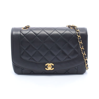 マトラッセ ダイアナフラップ チェーンショルダーバッグ ラムスキン ブラック ゴールド金具 シャネル バッグ CHANEL