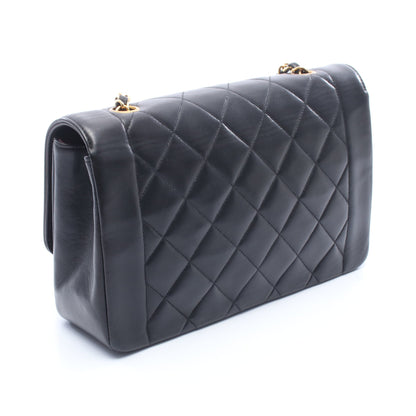 マトラッセ ダイアナフラップ チェーンショルダーバッグ ラムスキン ブラック ゴールド金具 シャネル バッグ CHANEL