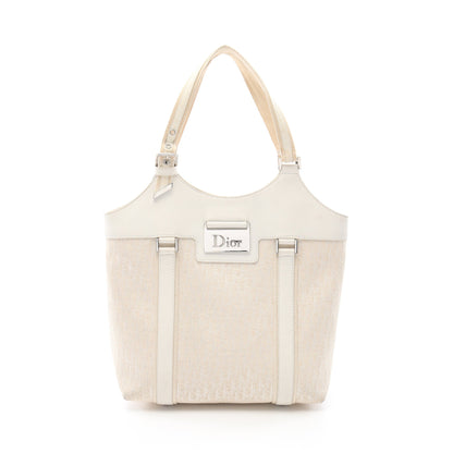 ストリートシック トロッター ハンドバッグ キャンバス レザー アイボリー ホワイト クリスチャンディオール バッグ Christian Dior