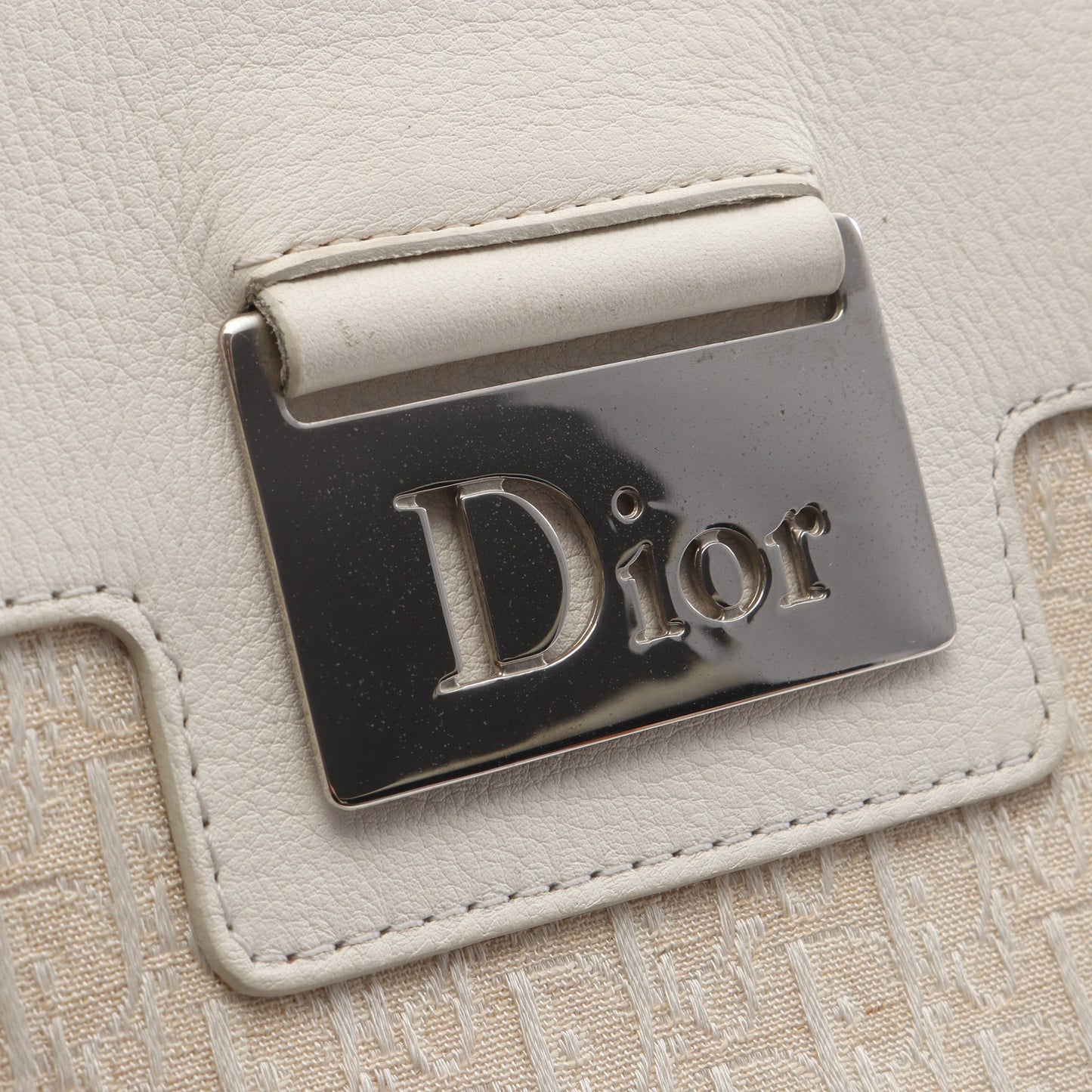 ストリートシック トロッター ハンドバッグ キャンバス レザー アイボリー ホワイト クリスチャンディオール バッグ Christian Dior