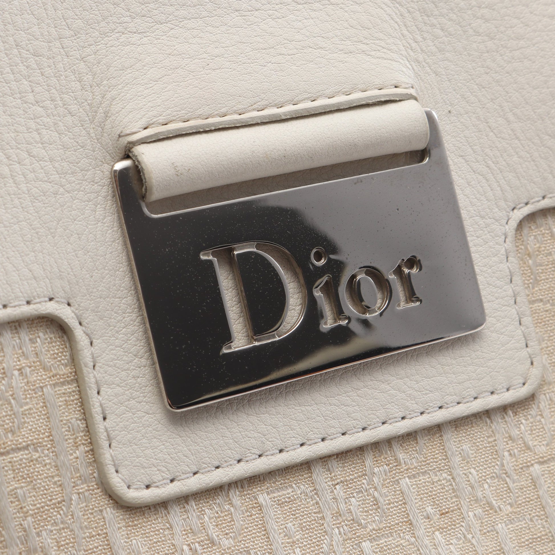 ストリートシック トロッター ハンドバッグ キャンバス レザー アイボリー ホワイト クリスチャンディオール バッグ Christian Dior