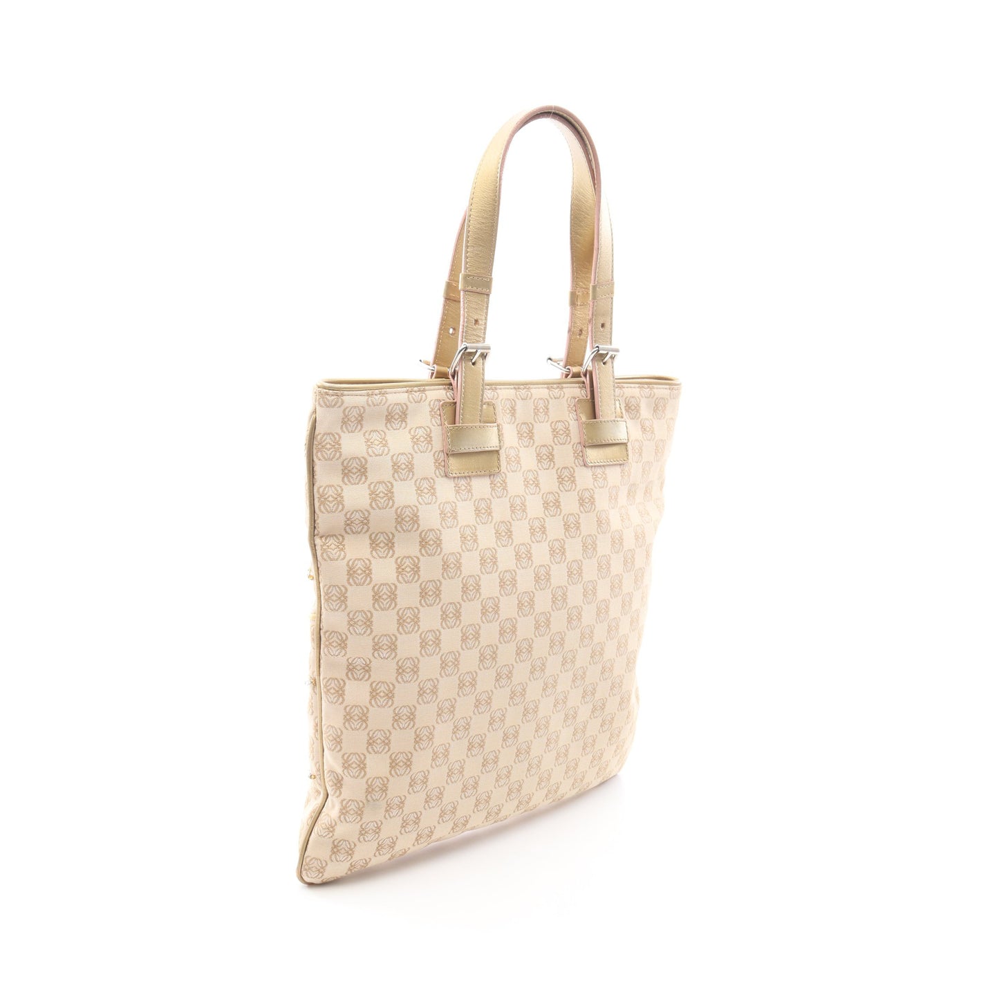 リピートアナグラム ハンドバッグ キャンバス レザー ベージュ ゴールド ロエベ バッグ LOEWE