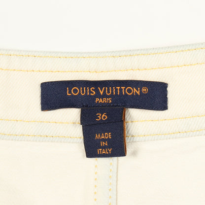 ジップアップ ブリーチ加工 デニムスカート コットン オフホワイト ルイヴィトン ボトムス LOUIS VUITTON