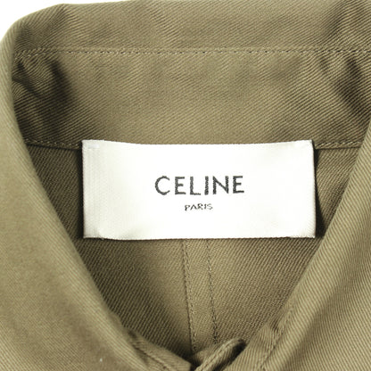 トリオンフボタン 半袖 ミリタリーポケット シャツワンピース コットン カーキグリーン セリーヌ ワンピース CELINE