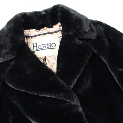 SOFT FAUX FUR COAT フェイクファー コート ブラック ヘルノ アウター HERNO