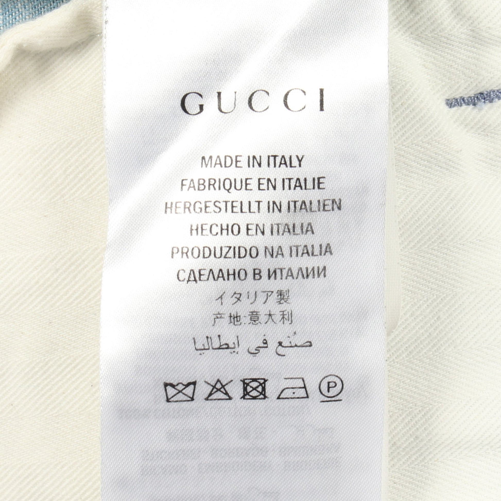 ロゴ刺繍 ワイド デニムパンツ コットン ライトブルー グッチ ボトムス GUCCI