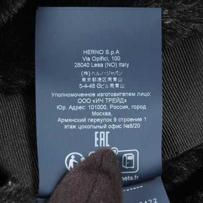エコファー ロングコート ブラック ヘルノ アウター HERNO