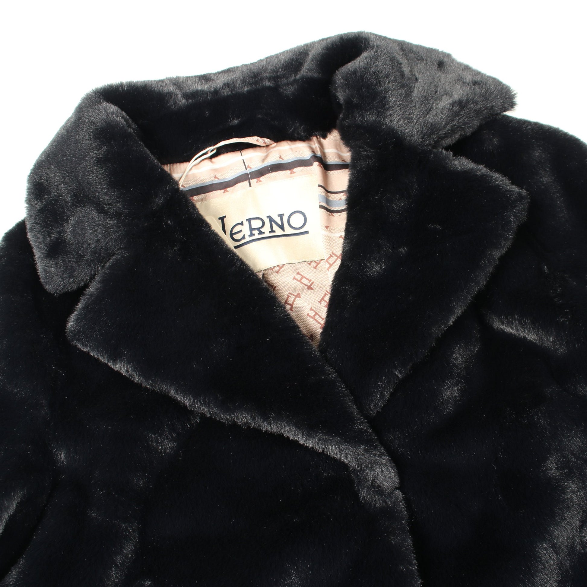 エコファー ロングコート ブラック ヘルノ アウター HERNO