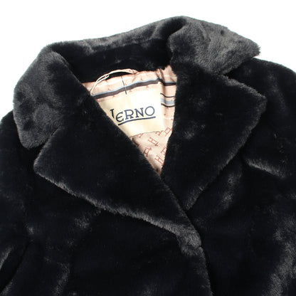 エコファー ロングコート ブラック ヘルノ アウター HERNO