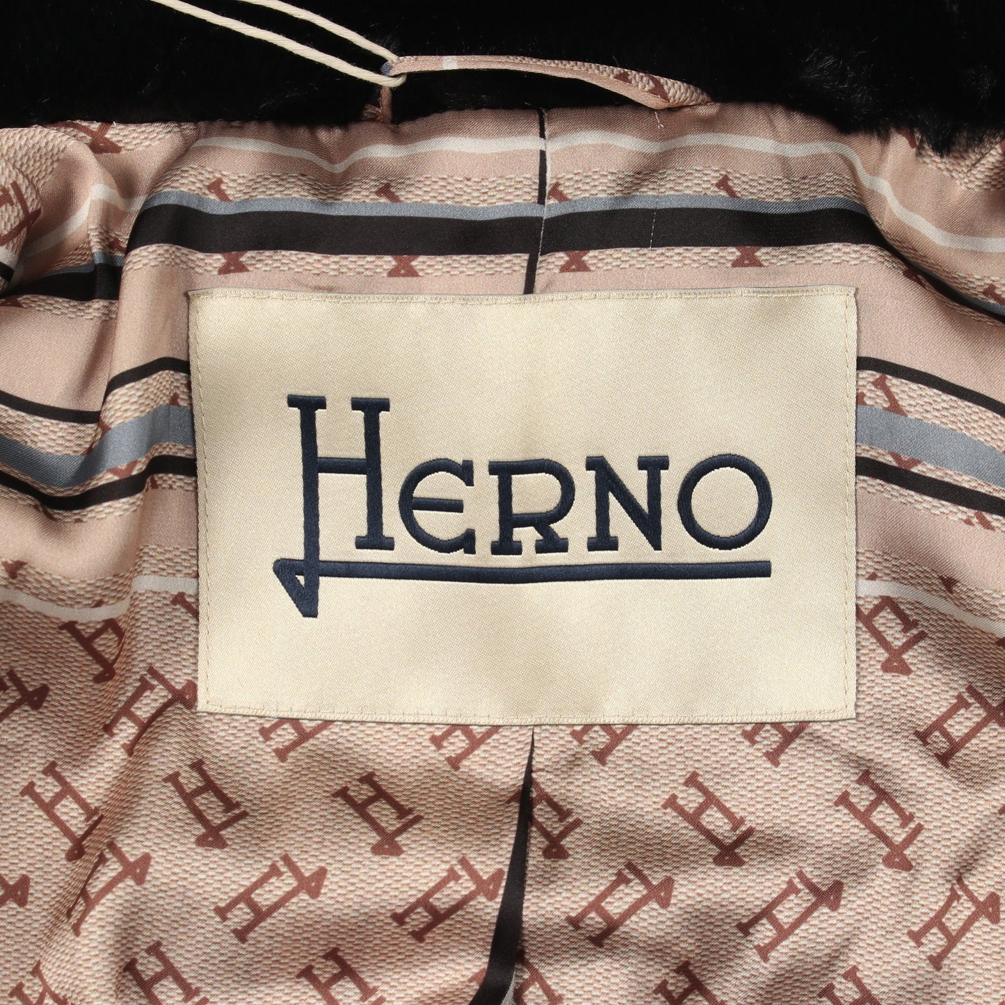 エコファー ロングコート ブラック ヘルノ アウター HERNO
