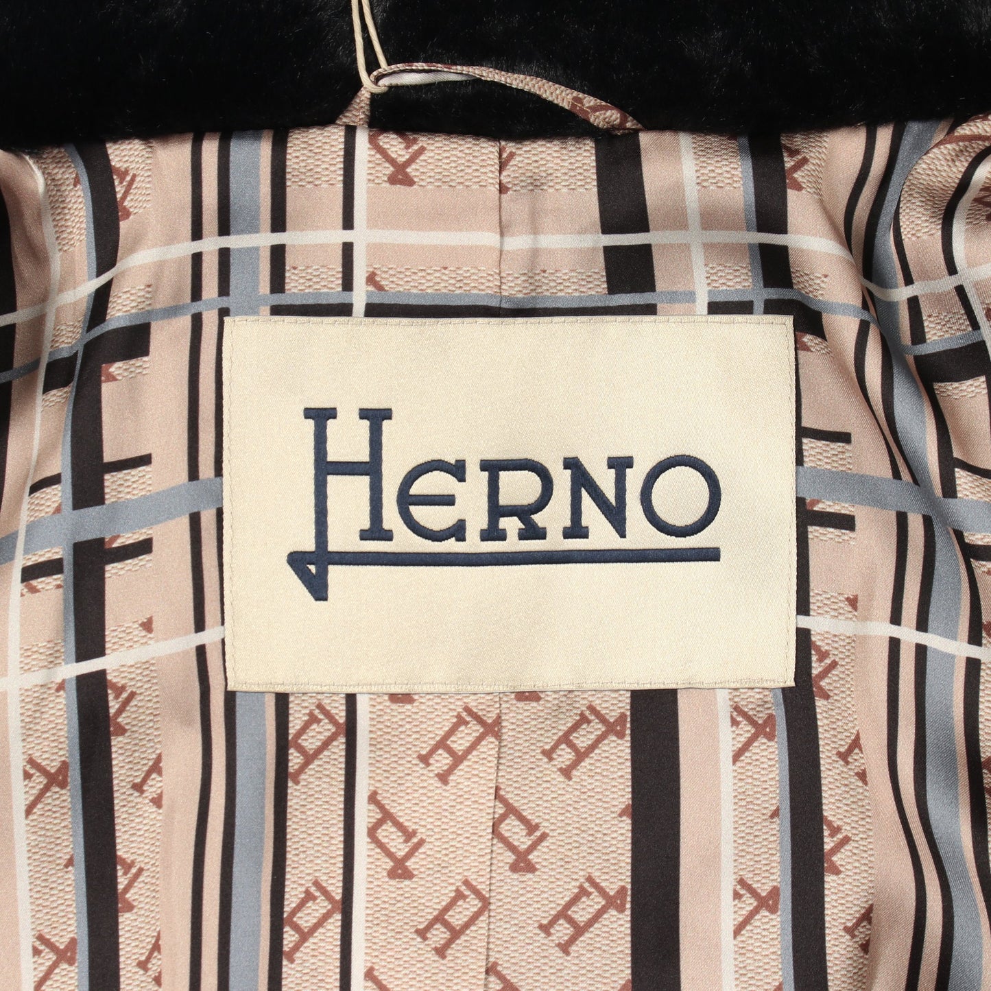 エコファー ロングコート ブラック ヘルノ アウター HERNO