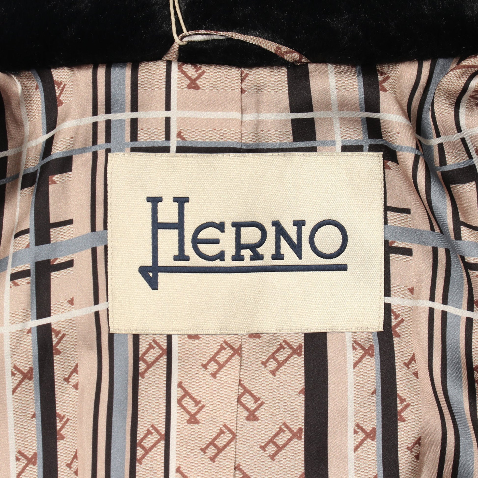 エコファー ロングコート ブラック ヘルノ アウター HERNO
