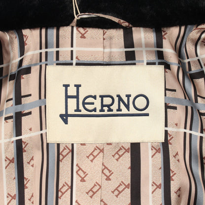 エコファー ロングコート ブラック ヘルノ アウター HERNO