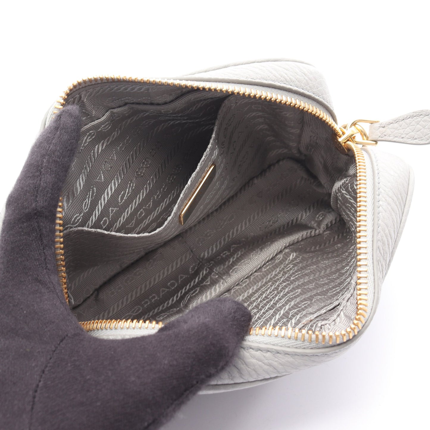 ショルダーバッグ レザー グレー プラダ バッグ PRADA