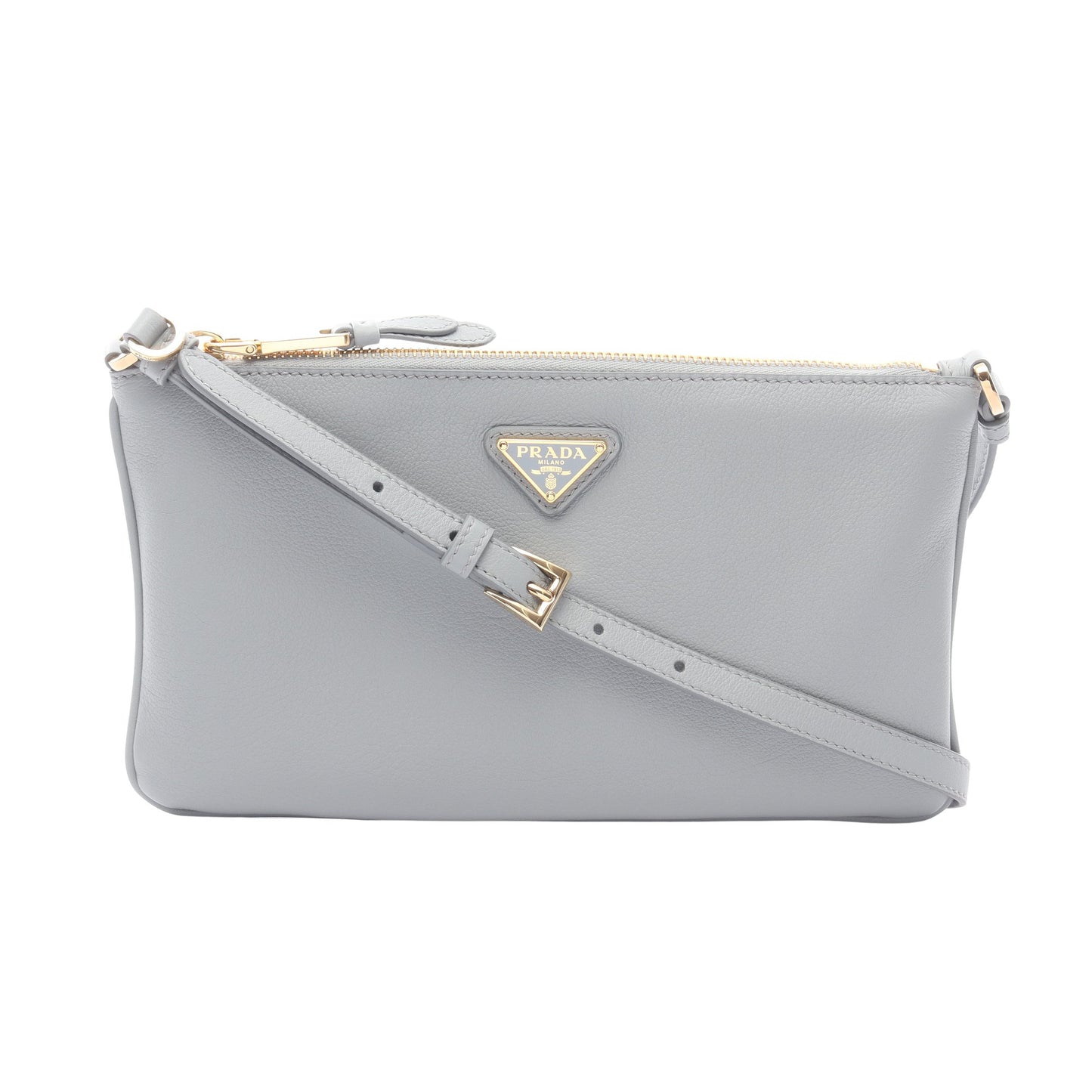 SOFT GRAIN ショルダーバッグ レザー ブルーグレー プラダ バッグ PRADA