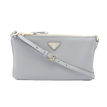 SOFT GRAIN ショルダーバッグ レザー ブルーグレー プラダ バッグ PRADA