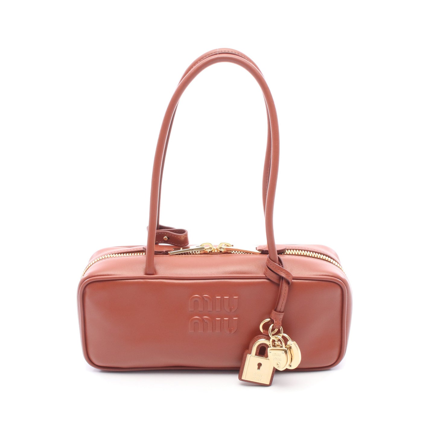 ボー スモール ハンドバッグ レザー ブラウン ミュウミュウ バッグ miu miu