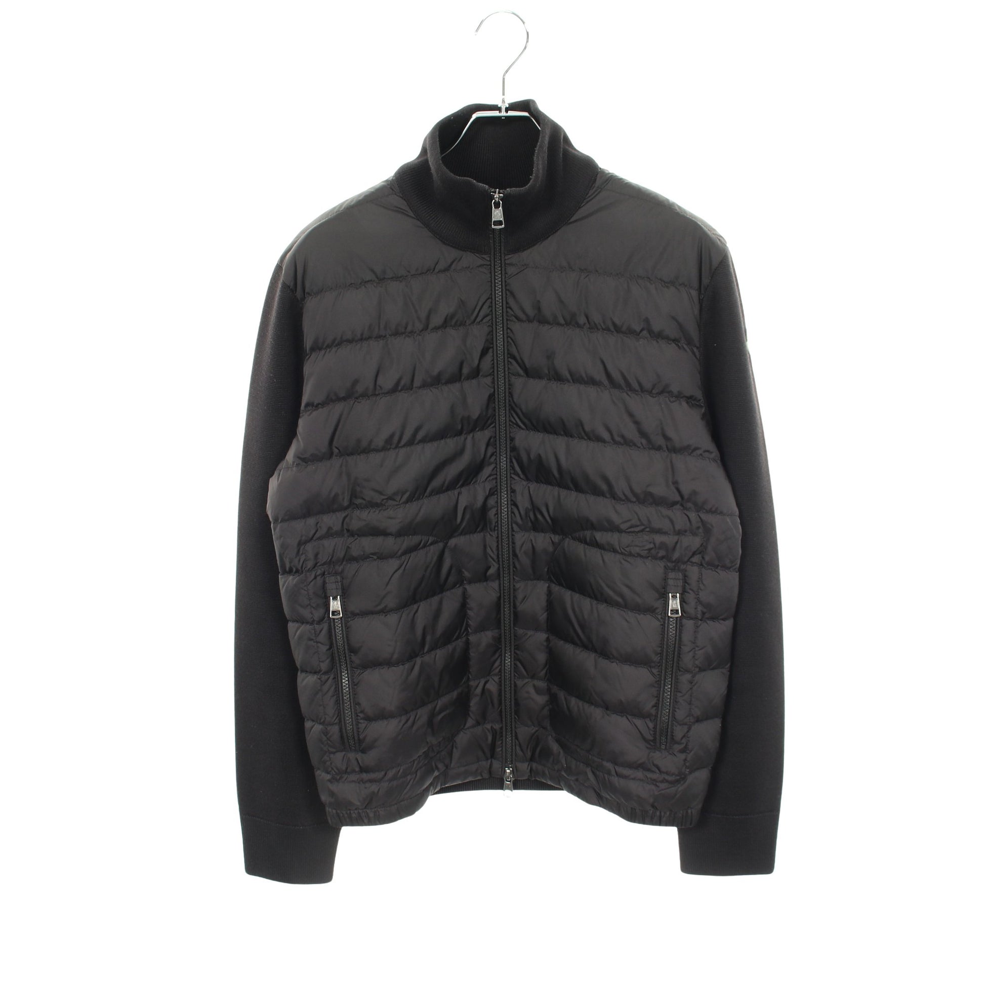 カーディガン ニット切替 ダウンジャケット ナイロン ウール ブラック モンクレール アウター MONCLER