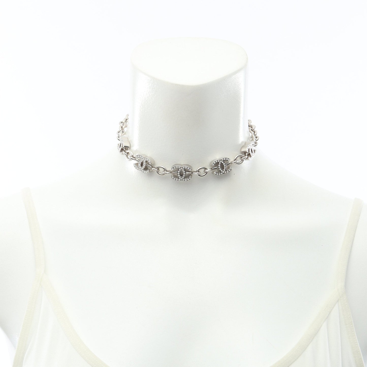 ココマーク ネックレス ラインストーン シルバー クリア B25C シャネル アクセサリー CHANEL