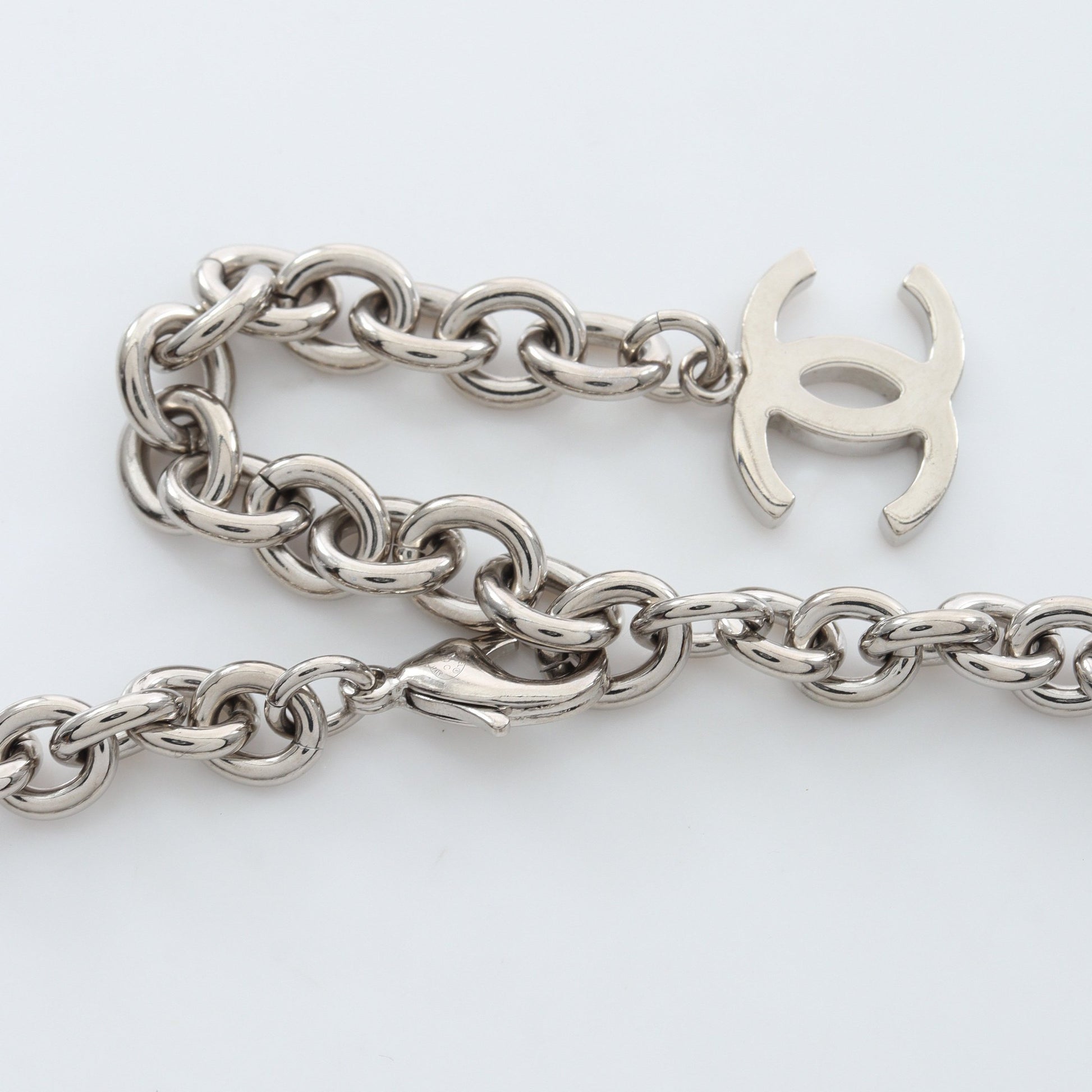 ココマーク ネックレス ラインストーン シルバー クリア B25C シャネル アクセサリー CHANEL