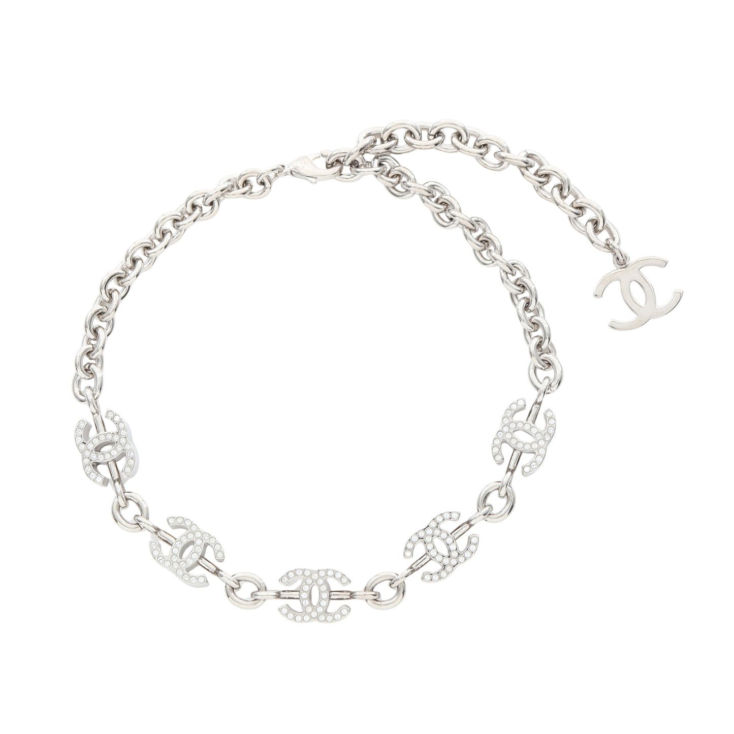 ココマーク ネックレス ラインストーン シルバー クリア B25C シャネル アクセサリー CHANEL
