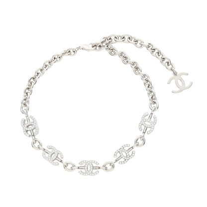 ココマーク ネックレス ラインストーン シルバー クリア B25C シャネル アクセサリー CHANEL