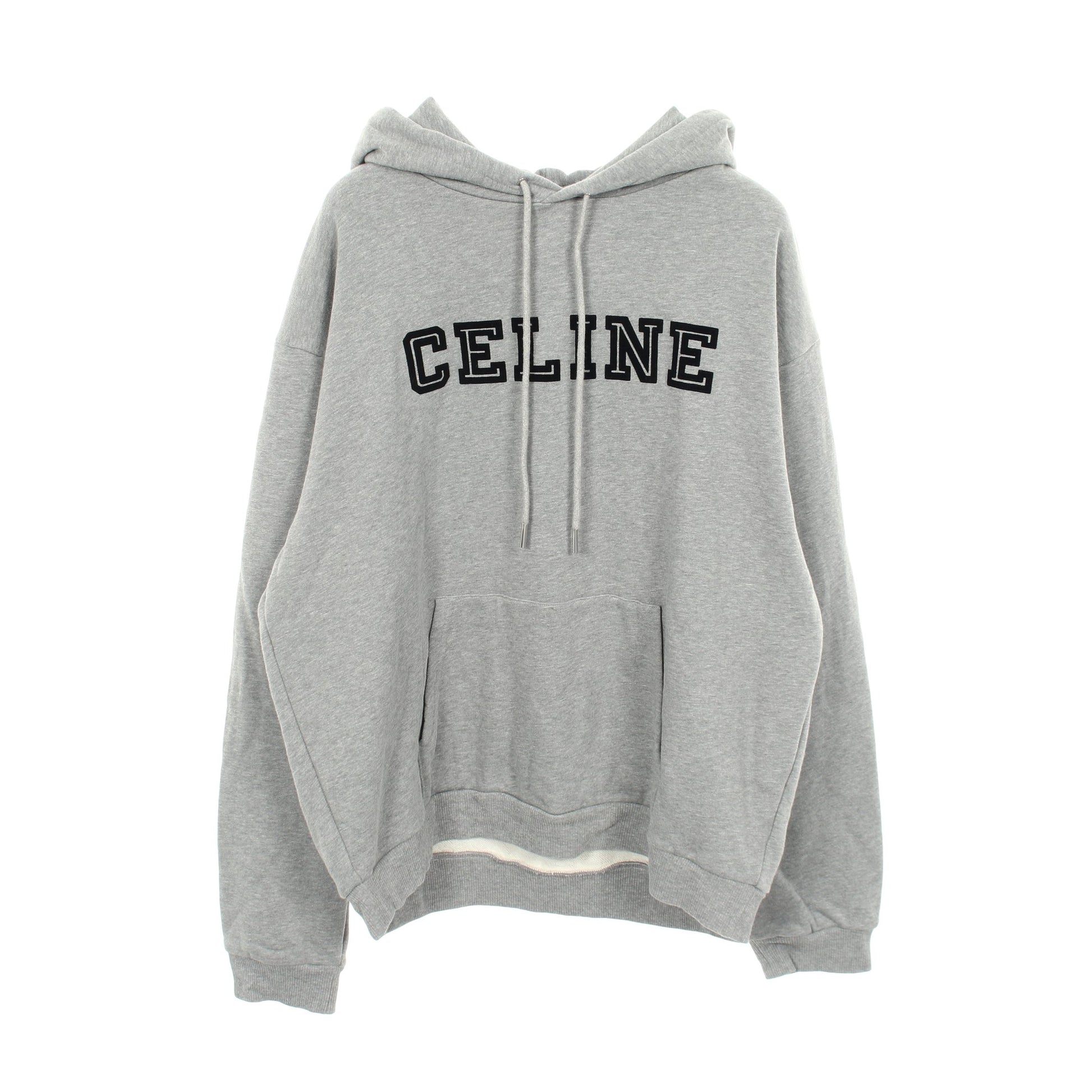 フロッキーロゴ プルオーバーパーカー コットン グレー セリーヌ トップス CELINE