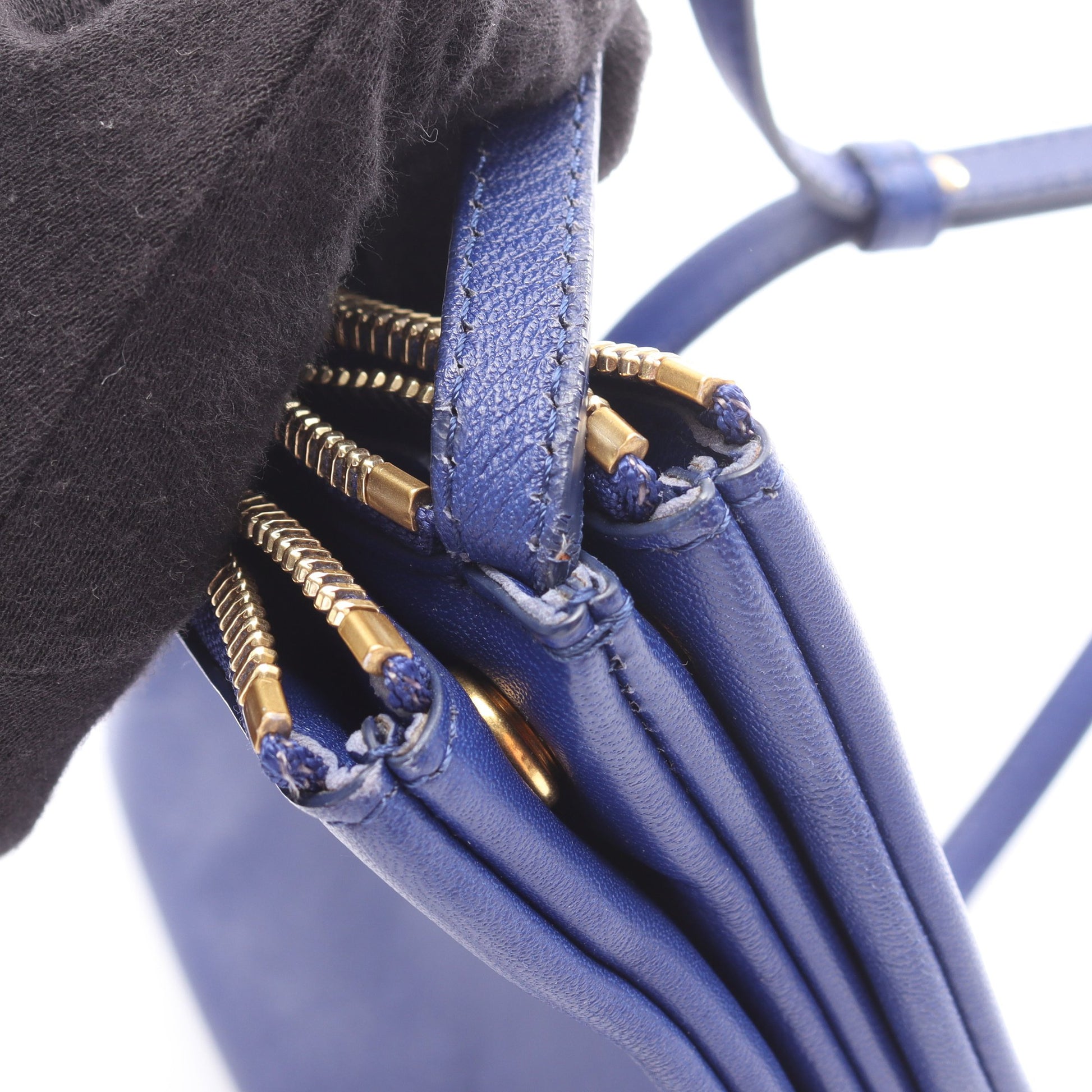 TRIO LARGE トリオ ラージ ショルダーバッグ レザー ブルー セリーヌ バッグ CELINE
